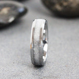 Wedding Dress Fabric Inlay Beveled Tungsten Carbide Ring- Custom Order