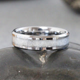 Wedding Dress Fabric Inlay Beveled Tungsten Carbide Ring- Custom Order