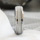 Wedding Dress Fabric Inlay Beveled Tungsten Carbide Ring- Custom Order
