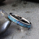 Crushed Multi-Teal Opal Inlaid Tungsten Carbide Ring 4 mm