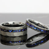 Meteorite Nebula Hammered Tungsten Ring Set