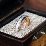 White Opal Yellow Gold Tungsten Wedding Ring Set