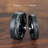 4mm Dainty Black Meteorite Sandblasted Black Tungsten Ring