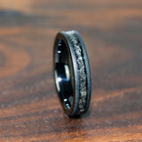 4mm Dainty Black Meteorite Sandblasted Black Tungsten Ring
