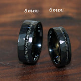 6 mm Hammer Meteorite Black Tungsten Carbide Ring