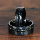 6 mm Hammer Meteorite Black Tungsten Carbide Ring