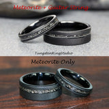 4mm Dainty Black Meteorite Sandblasted Black Tungsten Ring