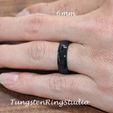 Crushed Nebula Blue Sandstone Rose Gold Tungsten Ring 4mm 6mm 8mm