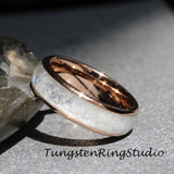 White Opal Yellow Gold Tungsten Wedding Ring Set