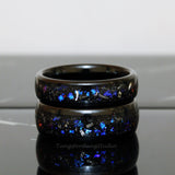 Meteorite Nebula Black Tungsten Carbide Ring Set 8mm 4mm