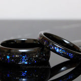 Meteorite Nebula Black Tungsten Carbide Ring Set 8mm 4mm