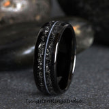 Meteorite Guitar String Polished Tungsten Ring