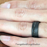 Match Meteorite Sandblasted Ring set