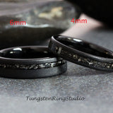 4mm Dainty Black Meteorite Sandblasted Black Tungsten Ring