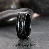 Meteorite Hammered Silver Gray Tungsten Carbide Ring