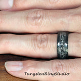 Meteorite Hammered Silver Gray Tungsten Carbide Ring
