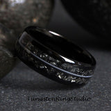 Meteorite Guitar String Polished Tungsten Ring