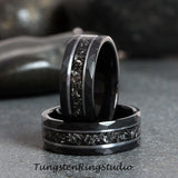 Meteorite Hammered Silver Gray Tungsten Carbide Ring