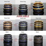 Meteorite Nebula Black Tungsten Carbide Ring Set 8mm 4mm