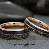 Meteorite Nebula Rose Gold Tungsten Ring 6mm