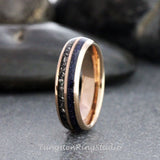 Meteorite Nebula Rose Gold Tungsten Ring 6mm