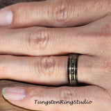 Hammered Meteorite Ring Set