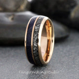 Meteorite Nebula Rose Gold Tungsten Ring 6mm