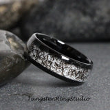 Black Rutilated Quartz Balck TungSten Ring Set
