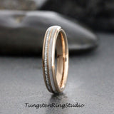 Matchin Mother of Pearl Rose Gold Tungsten Carbide Ring Set 6mm 8mm
