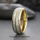 Matching Mother of Pearl Silver Gray Tungsten Carbide Ring Set 6mm 8mm (Copy)