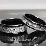 Black Rutilated Quartz Balck TungSten Ring Set