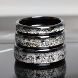 Black Rutilated Quartz Balck TungSten Ring Set