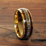 Deer Antler Ring Elk Moose Antler Yellow Gold Tungsten Carbide Ring- Custom Order