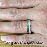 Gold Fire White Opal Rose Gold Gold Tungsten Ring Set