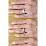 Matching Mother of Pearl Silver Gray Tungsten Carbide Ring Set 4mm 8mm
