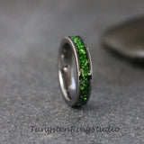 Emerald Green Silver Gray Tungsten Carbide Ring 4mm 6 mm 8mm
