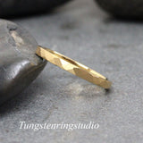 Yellow Gold Hammer Tungsten Carbide Ring  2,4,6 mm