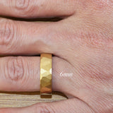 Yellow Gold Hammer Tungsten Carbide Ring  2,4,6 mm