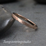 Rose Gold Hammer Tungsten Carbide Ring  2,4,6 mm