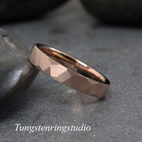Rose Gold Hammer Tungsten Carbide Ring  2,4,6 mm