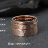 Rose Gold Hammer Tungsten Carbide Ring  2,4,6 mm
