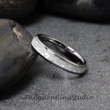 Diamond Dust Ring Silver Gray Polish Tungsten Ring Set