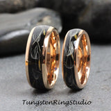 Dandelion Seed Rose Gold  Tungsten Carbide Ring Set