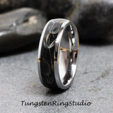 8mm Dandelion Seed Silver Gray Polish Tungsten Carbide Ring