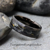 Hammer Dandelion Seed Gray Polish Tungsten Carbide Ring