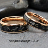Dandelion Seed Rose Gold  Tungsten Carbide Ring Set