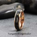 6mm Dandelion Seed Rose Gold Polish Tungsten Carbide Ring
