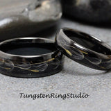 8mm Dandelion Seed Balck Polish Tungsten Carbide Ring