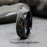 Dandelion Seed Black Tungsten Carbide Ring Set