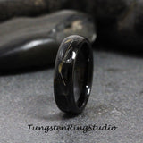 Dandelion Seed Black Tungsten Carbide Ring Set